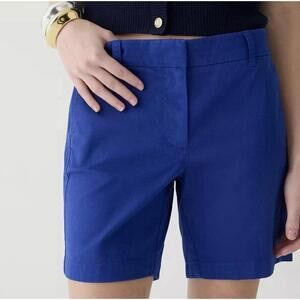 J.CREW Women’s Vintage Cotton 7” Chino Shorts In Stretch Harbor Blue-Size 8